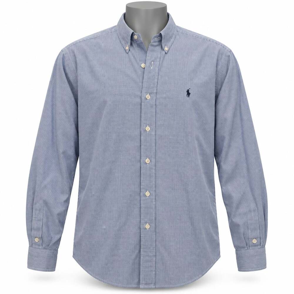 Ralph Lauren Blake Blue & White Gingham Check Button-Down Long Sleeve Shirt